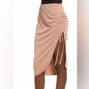 Open Edit Side Ruche Skirt in Tan Mocha Size S
